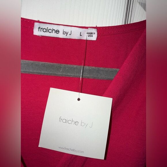 Fraiche by J Long Sleeve Tie Front Dress In Cherry Size Large NWT - Picture 6 of 10